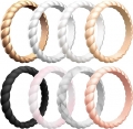 3MMTwist Womens Thin Swivel Wedding Bands - Stackable Silicone Wedding Rings