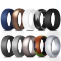 8.7MM Tree Bark Grain Rubber Wedding Band Silicone Ring For Men 