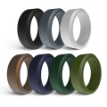 8.7MM Tree Bark Grain Rubber Wedding Band Silicone Ring For Men 