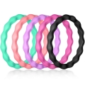3MM Wave Pattern Silicone Wedding Rings For Women
